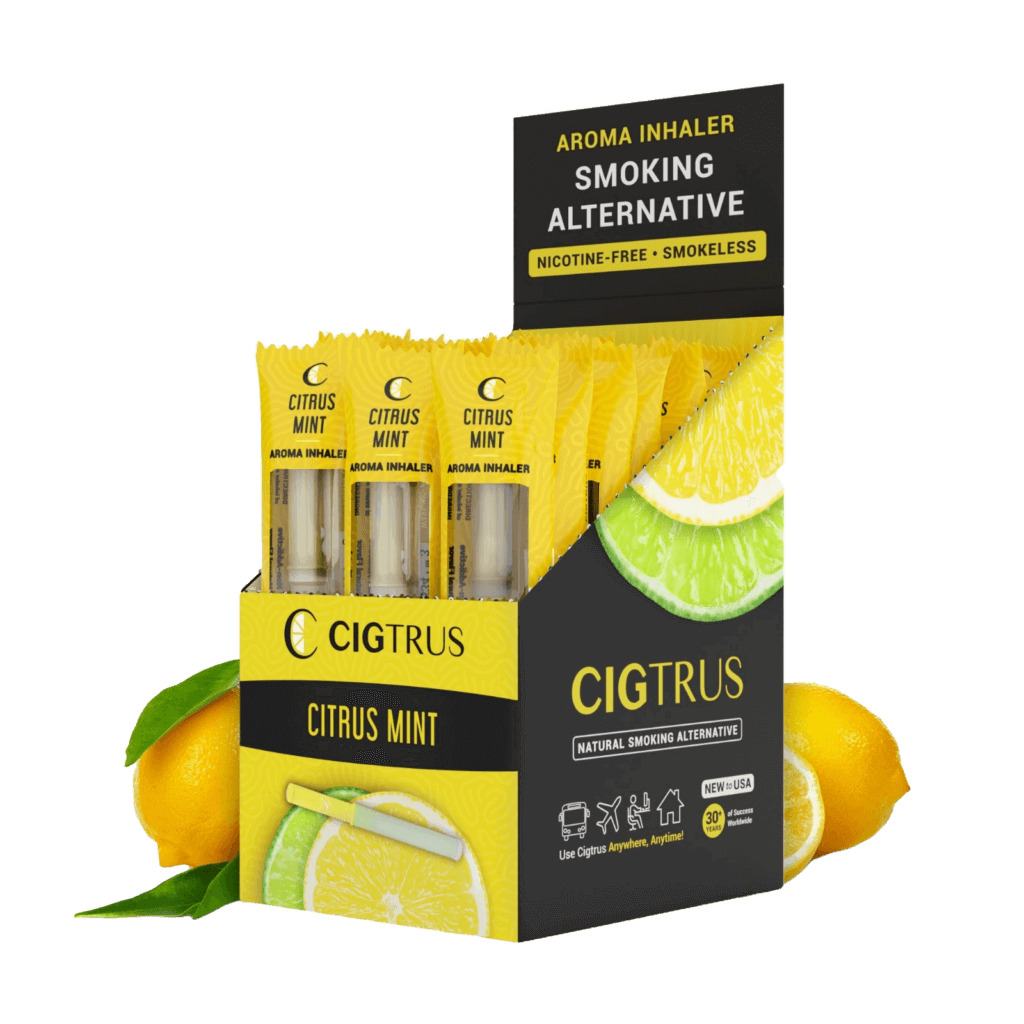 Cigtrus Smokeless Nicotine Free Natural Quit Smoking Aid Oral Fixation Cravings Relief Refreshing Flavored Air Puffer Citrus Mint20 Pack