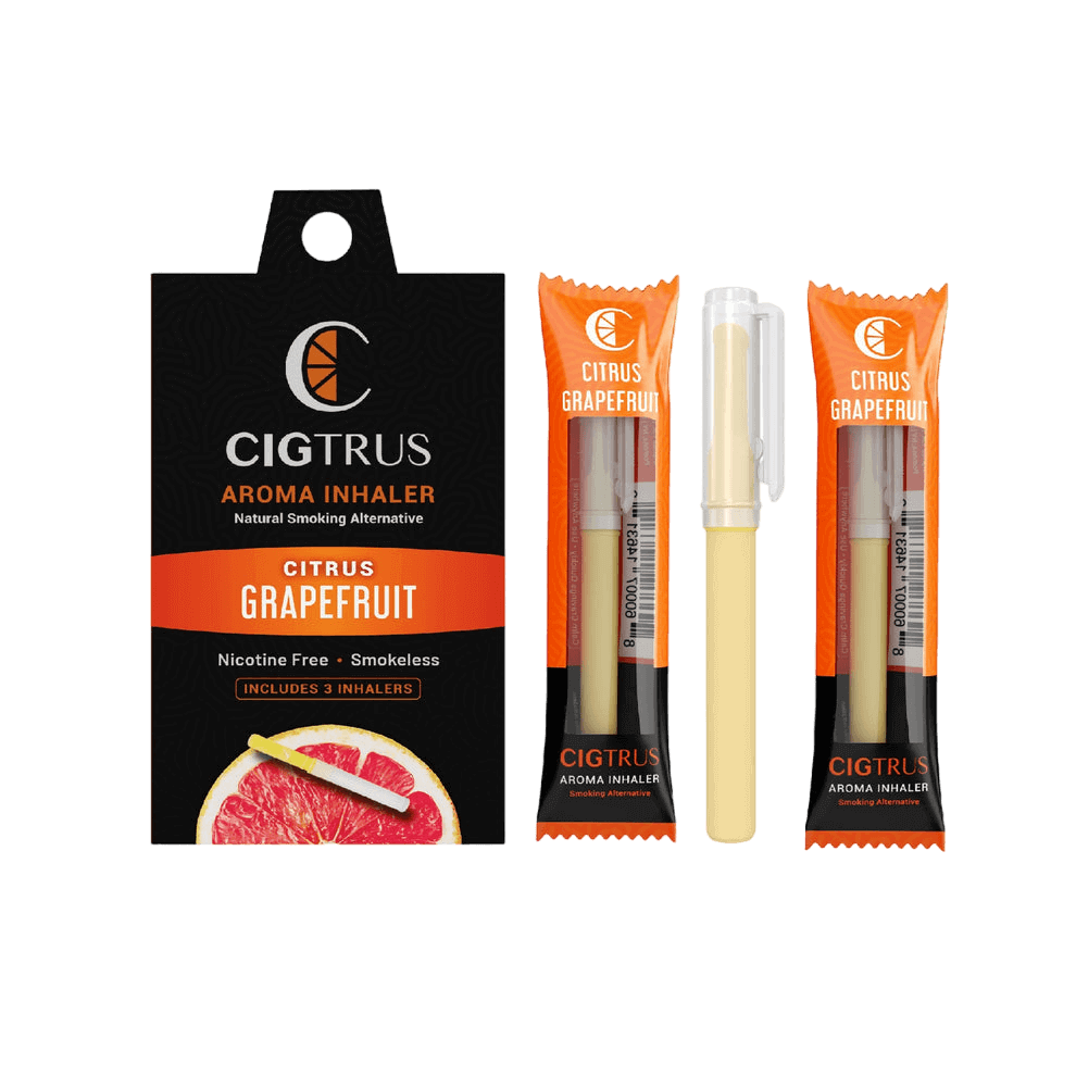 Cigtrus Smokeless inhaler Citrus Grapefruit Flavor Oxygen Inhaler Natural Quit Smoking Alternative 3 Pack n Photoroom