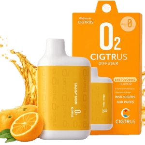 Cigtrus O₂ Oxygen Aroma Diffuser in Energy Drink flavor with portable oxygen aroma devices and energy drink-inspired packaging